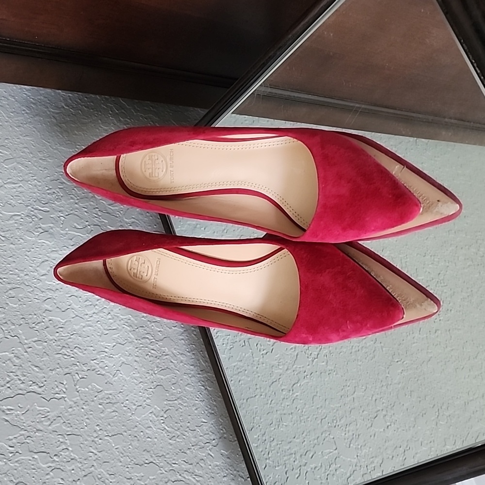 Tory Burch-Kir Royal Suede-Greenwhich Pump Heels-Red-Sz 9